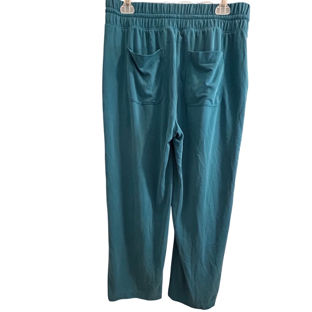 Lou & Grey Womens Teal Blue Soft Knit Wide Leg Drawstring Lounge Pants Size M - Picture 2 of 6